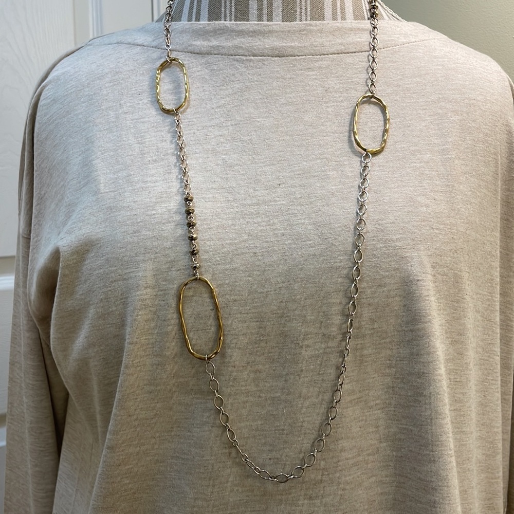 Grace & Heart Sterling, Brass & Pyrite Necklace